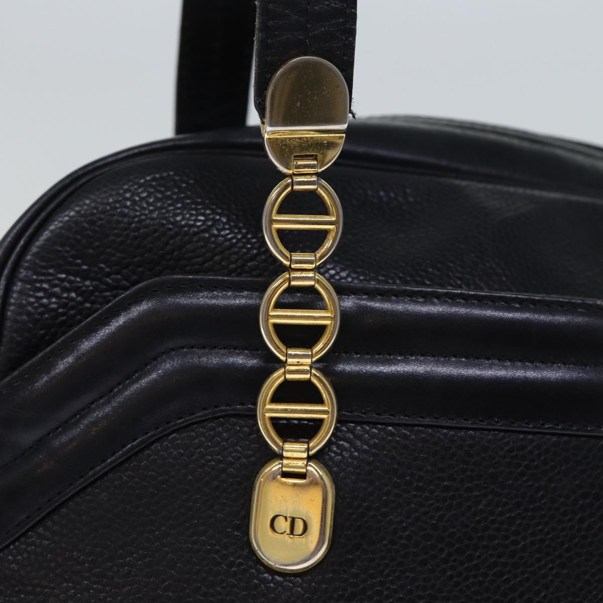 Christian Dior Shoulder Bag Leather Black Auth 73255