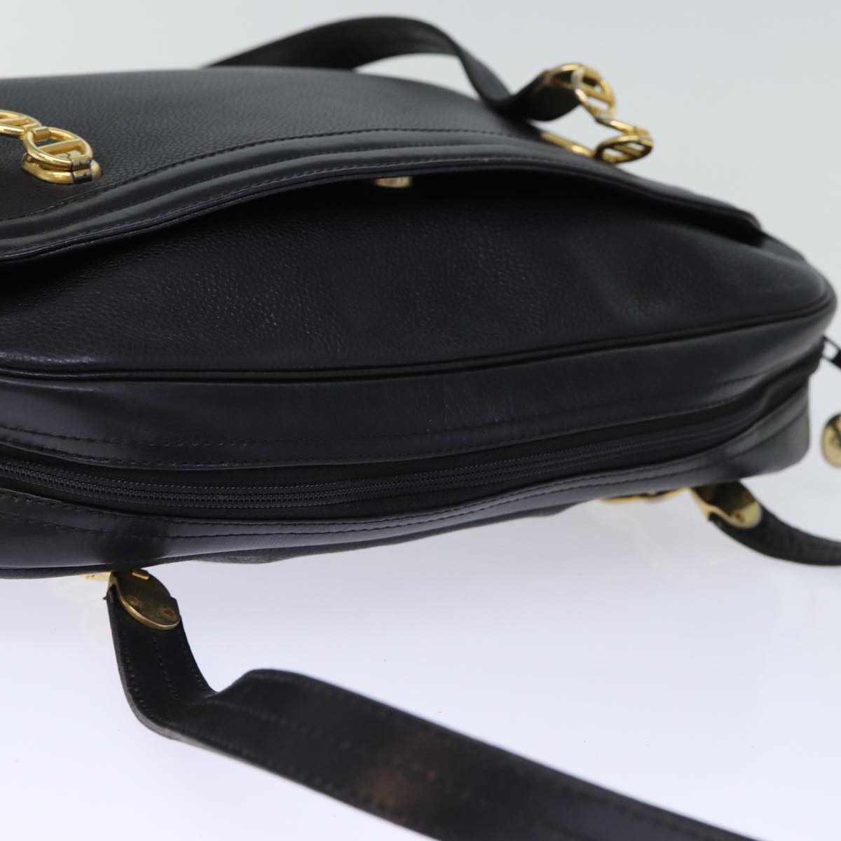 Christian Dior Shoulder Bag Leather Black Auth 73255