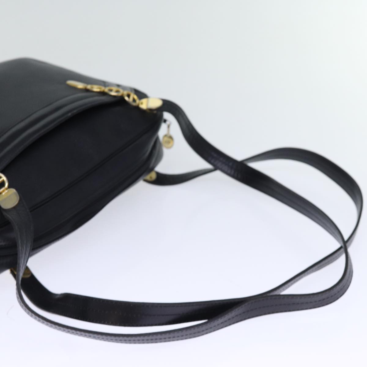 Christian Dior Shoulder Bag Leather Black Auth 73255