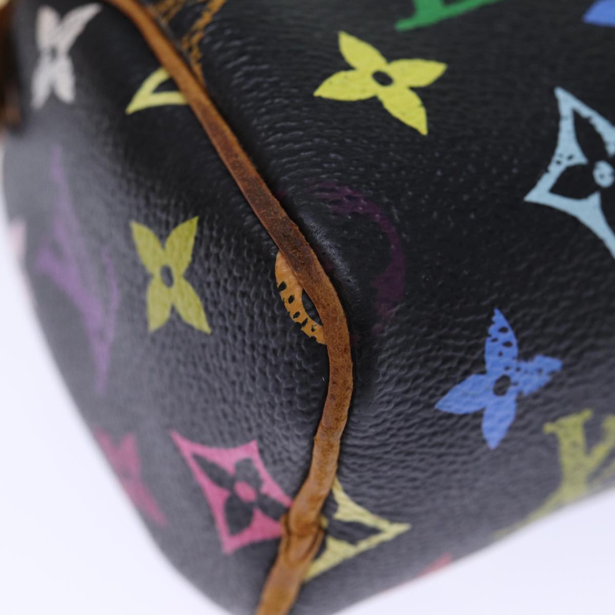 LOUIS VUITTON Monogram Multicolor Mini Speedy Hand Bag Black M92644 Auth 73280