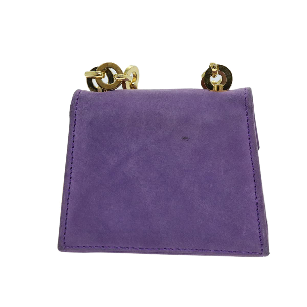 Salvatore Ferragamo Gancini Chain Shoulder Bag Suede Purple Auth 73284 - 0