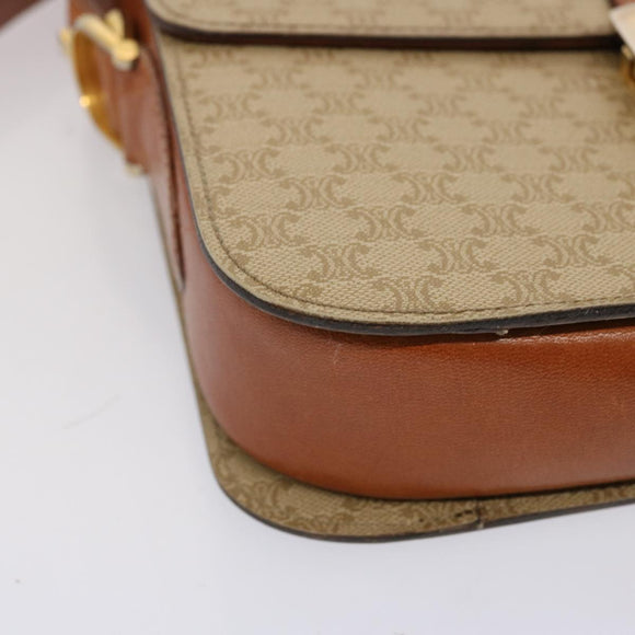 CELINE Macadam Canvas Shoulder Bag Beige Auth 73295
