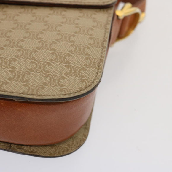 CELINE Macadam Canvas Shoulder Bag Beige Auth 73295