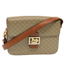 CELINE Macadam Canvas Shoulder Bag Beige Auth 73295-1