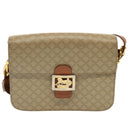CELINE Macadam Canvas Shoulder Bag Beige Auth 73295-13