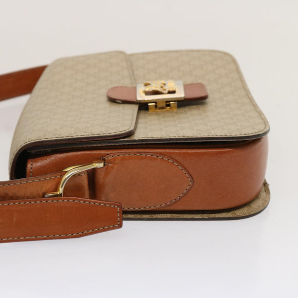 CELINE Macadam Canvas Shoulder Bag Beige Auth 73295