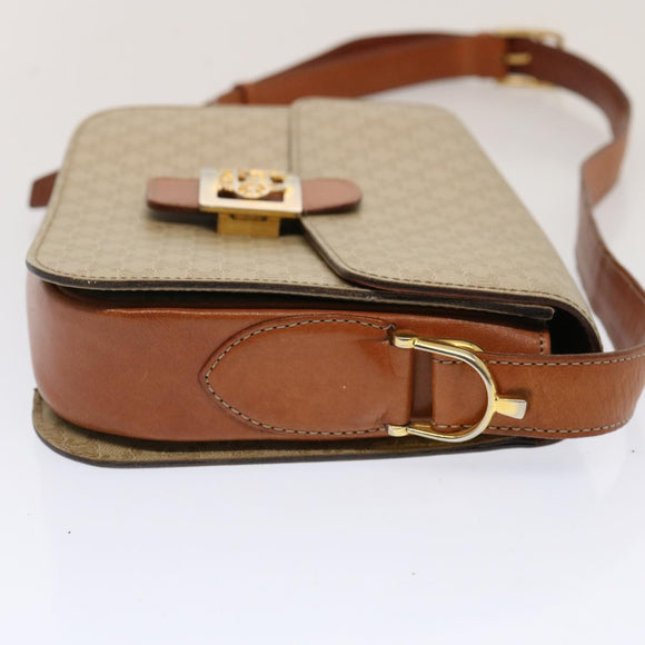 CELINE Macadam Canvas Shoulder Bag Beige Auth 73295