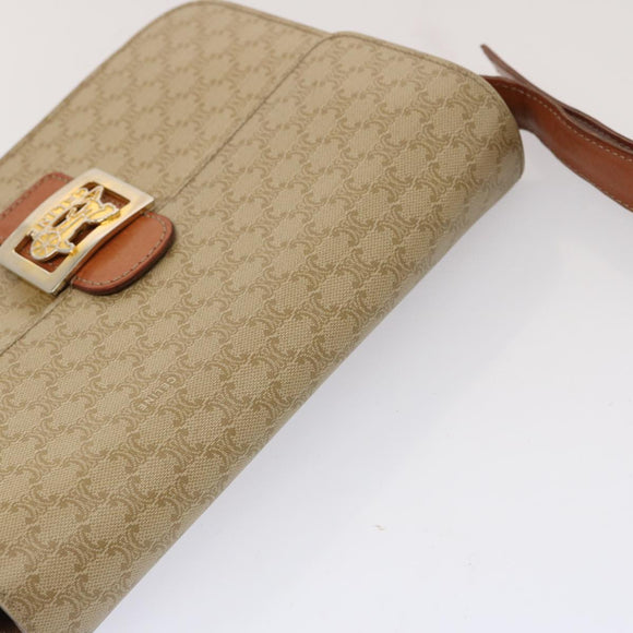 CELINE Macadam Canvas Umhängetasche Beige Auth 73295