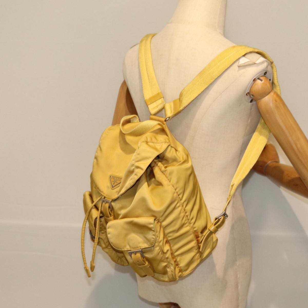 PRADA Backpack Nylon Yellow Auth 73335