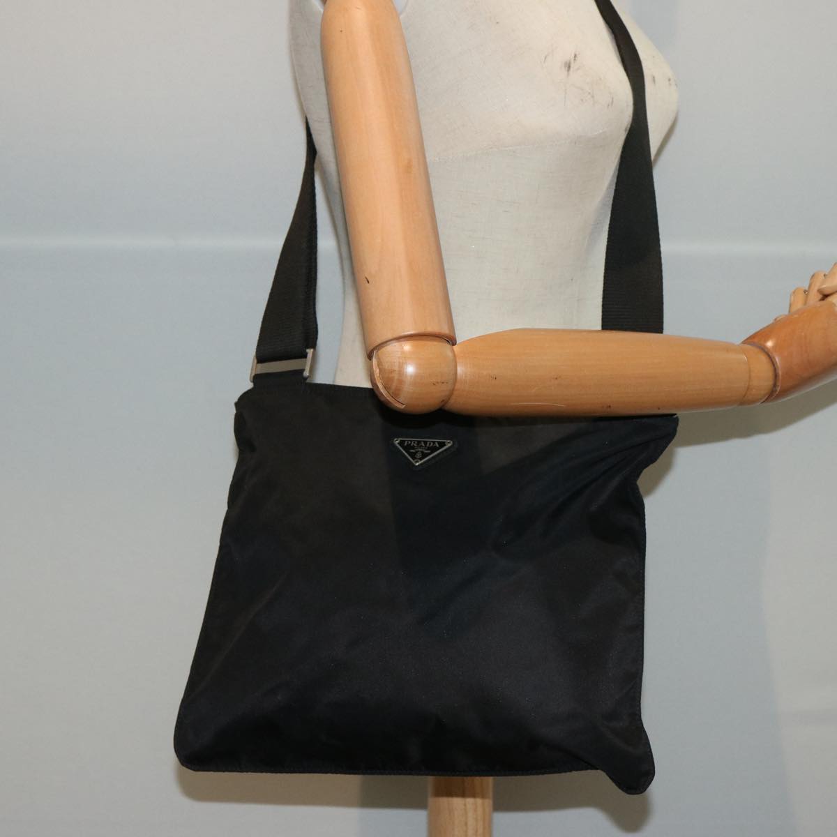 PRADA Shoulder Bag Nylon Black Auth 73336