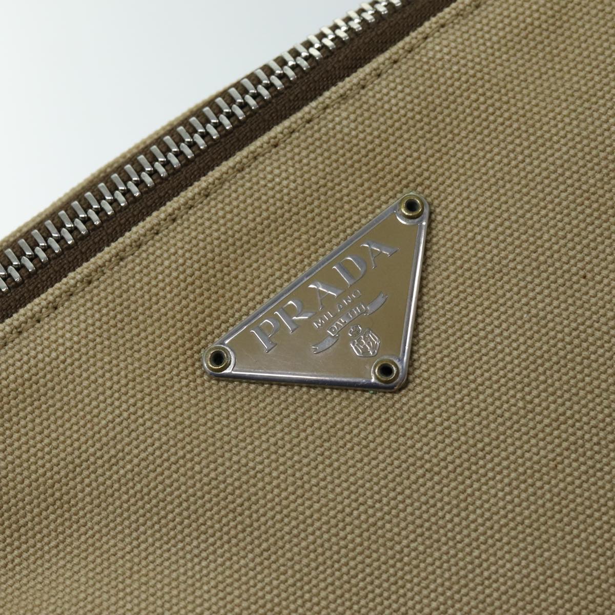 PRADA Shoulder Bag Canvas Beige Auth 73339