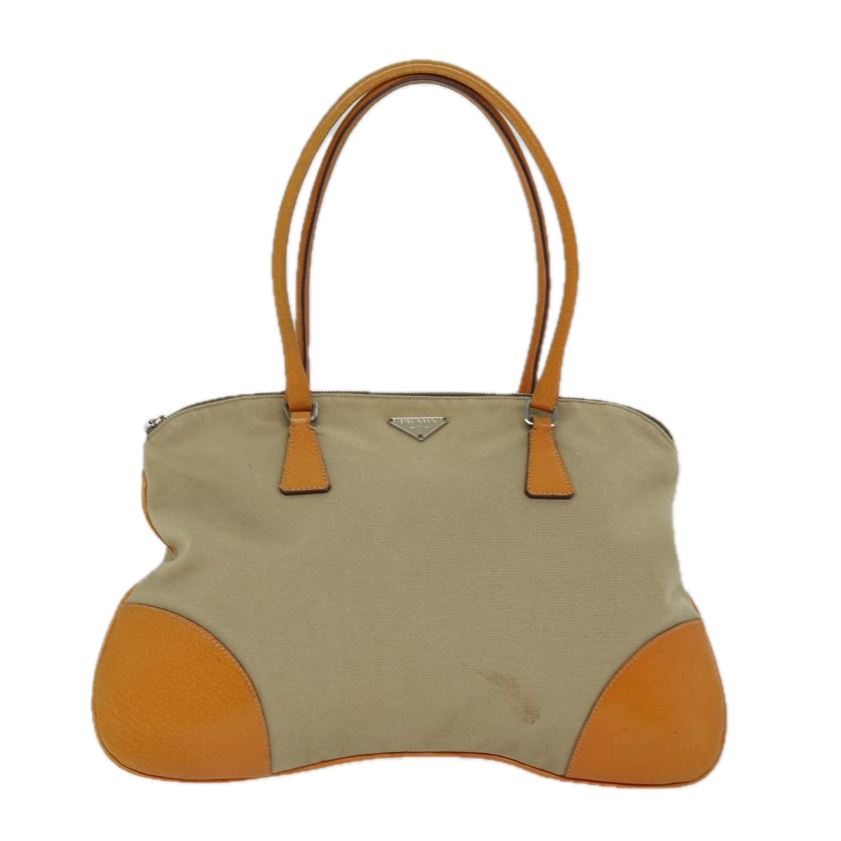 PRADA Shoulder Bag Canvas Beige Auth 73339