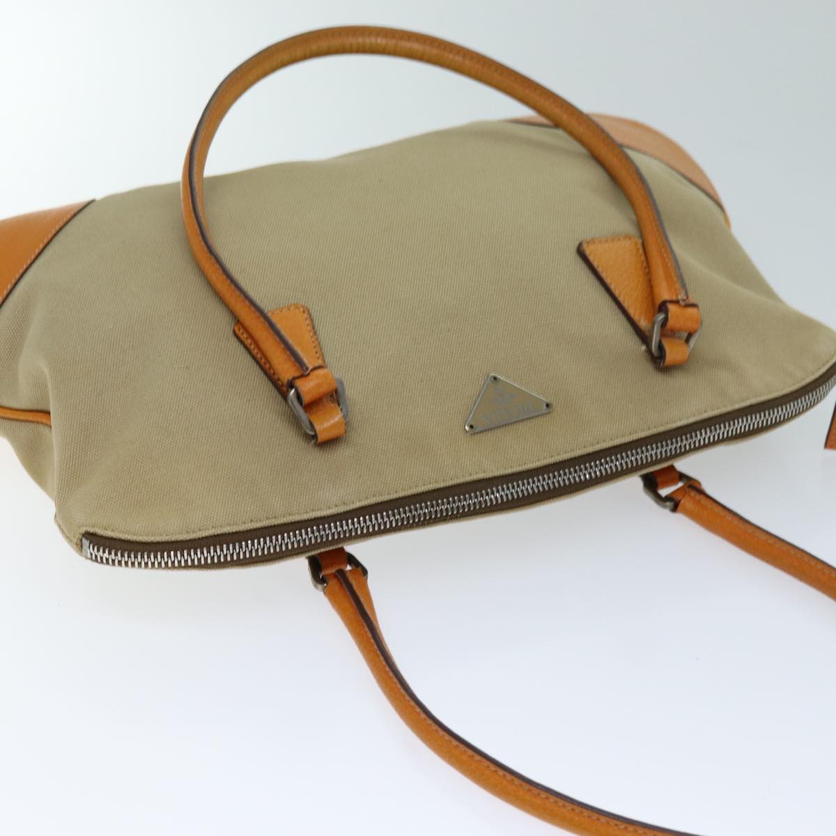 PRADA Shoulder Bag Canvas Beige Auth 73339