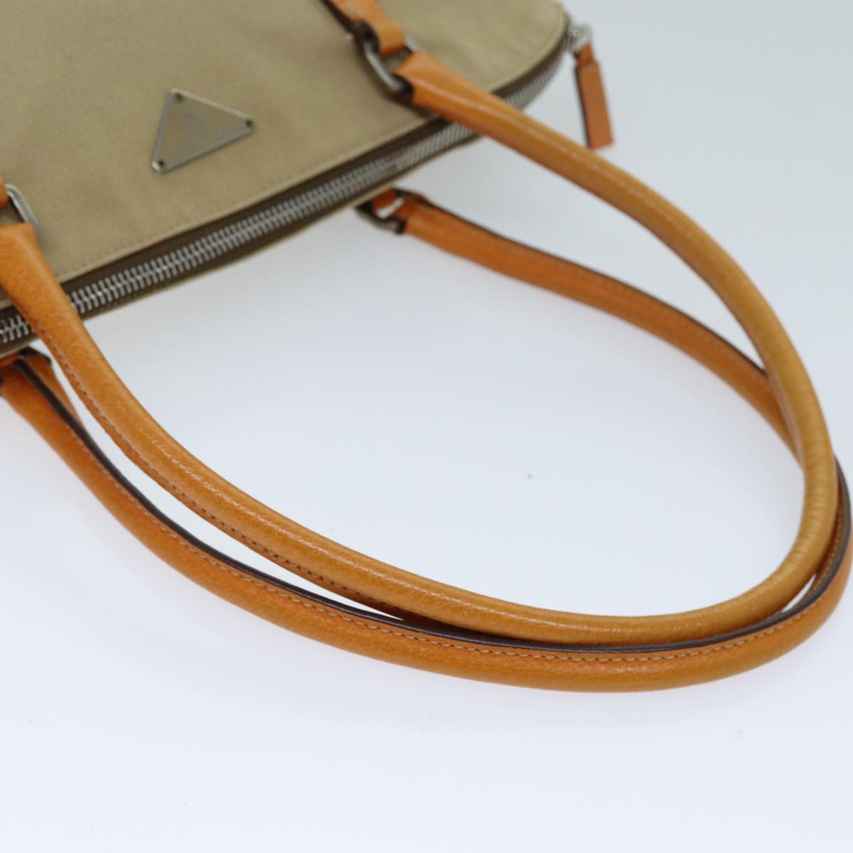 PRADA Shoulder Bag Canvas Beige Auth 73339