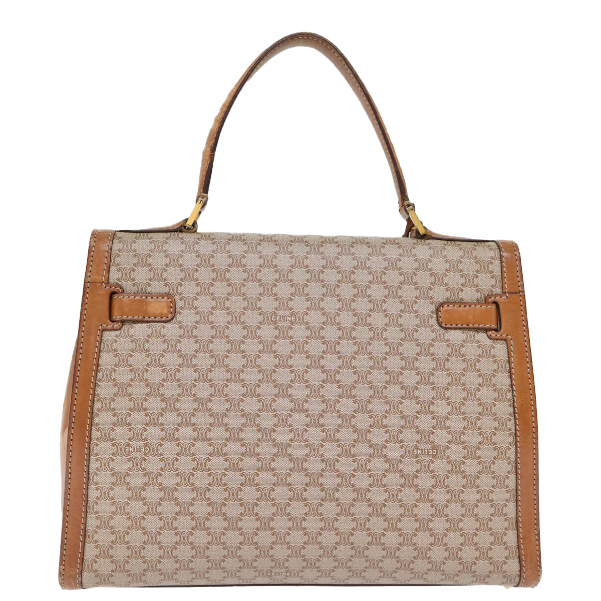 CELINE Macadam Canvas Hand Bag Beige Auth 73341