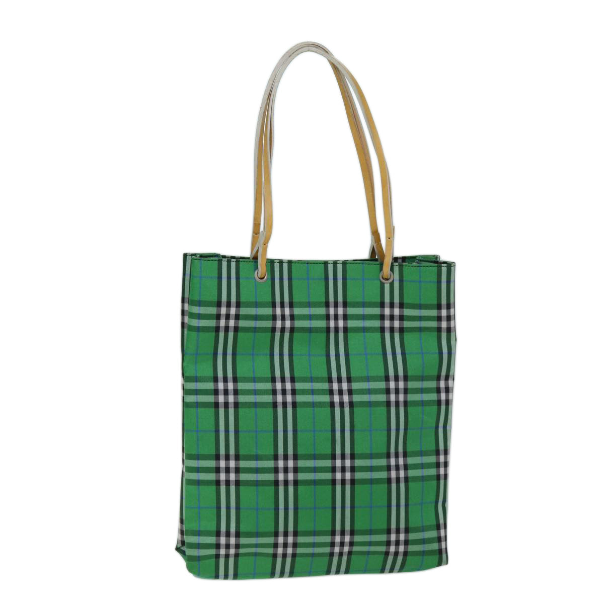 BURBERRY Nova Check Tote Bag Nylon Green Auth 73345