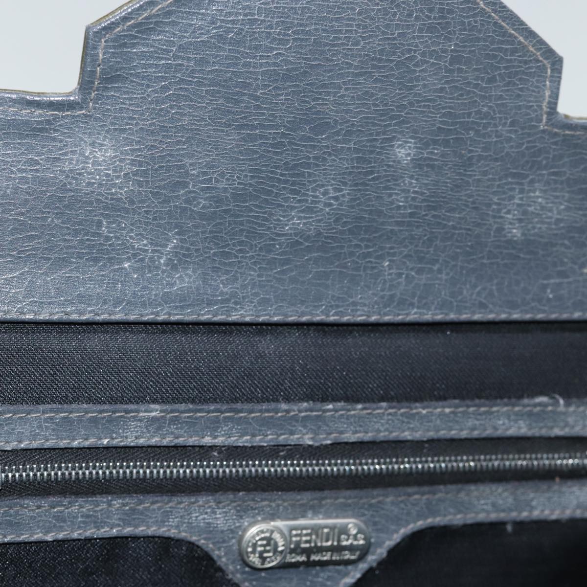 FENDI Vanity Hand Bag Leather Khaki Auth 73352
