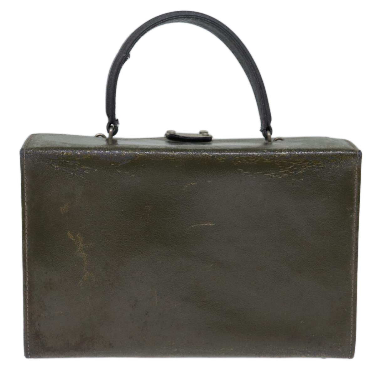 FENDI Vanity Hand Bag Leather Khaki Auth 73352