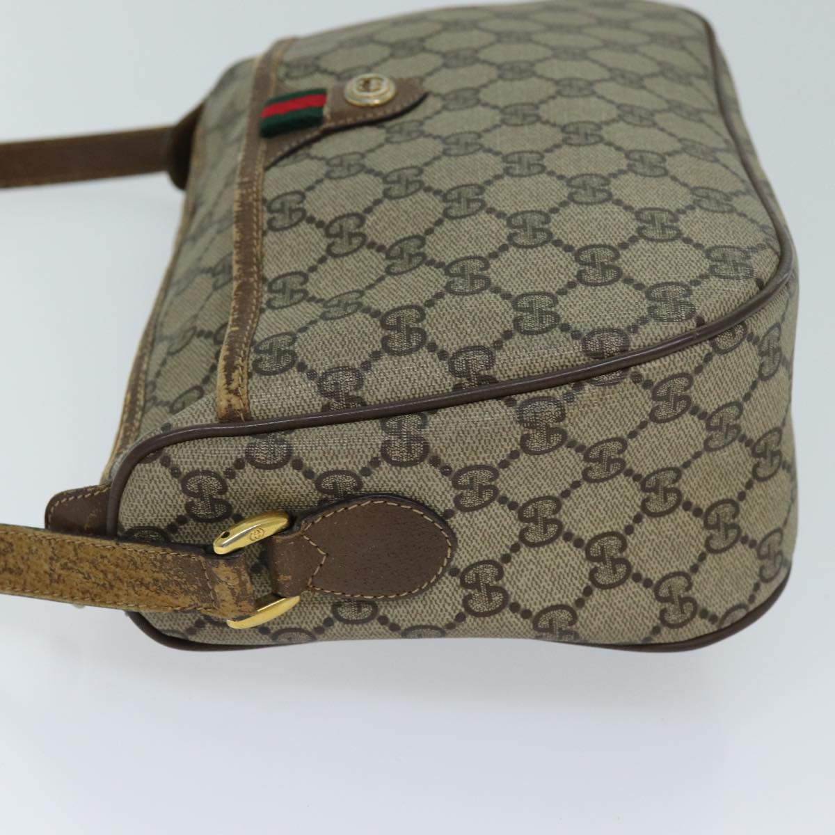 GUCCI GG Supreme Web Sherry Line Shoulder Bag PVC Beige 89 02 077 Auth 73369