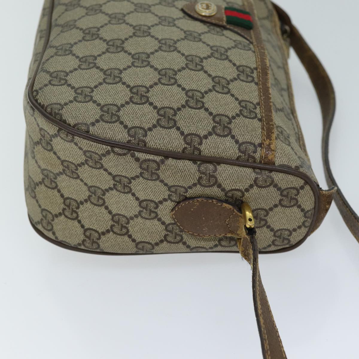 GUCCI GG Supreme Web Sherry Line Shoulder Bag PVC Beige 89 02 077 Auth 73369