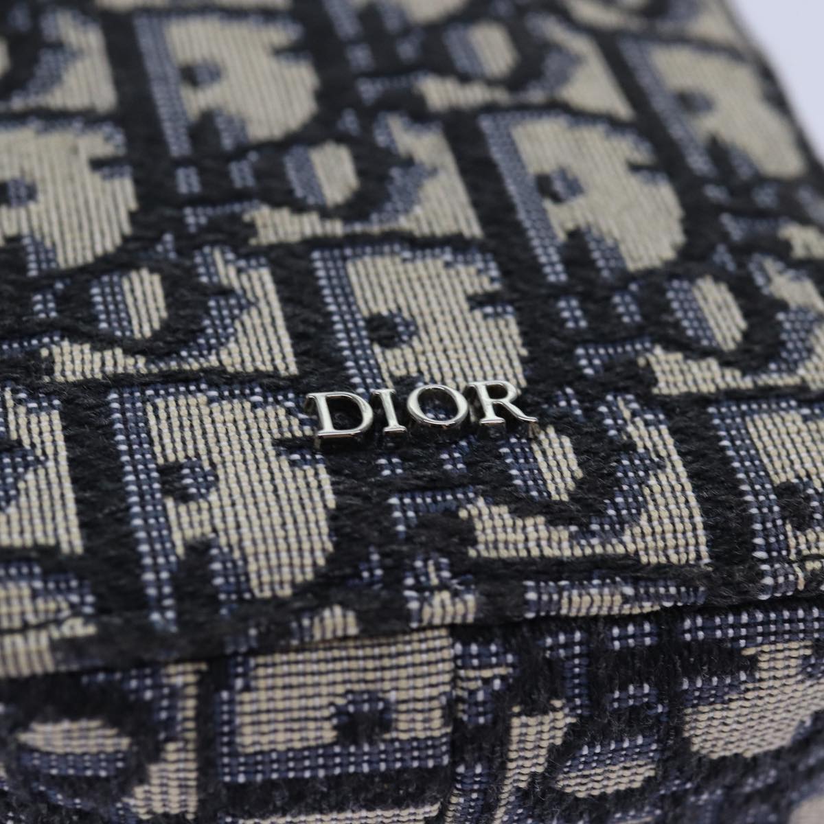 Christian Dior Trotter Canvas Shoulder Pouch Navy Auth 73394A