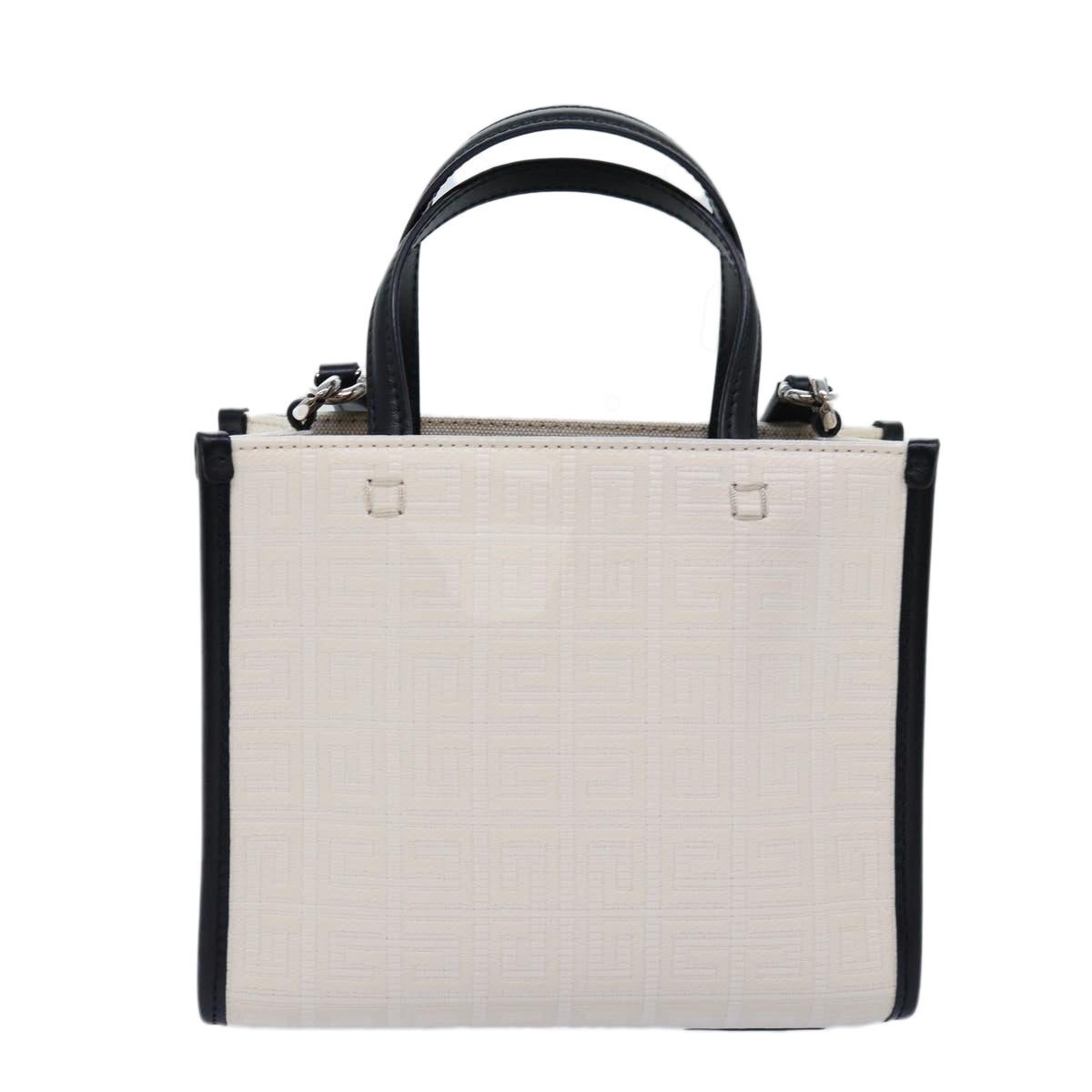 GIVENCHY Hand Bag Canvas 2way White Auth 73396A - 0