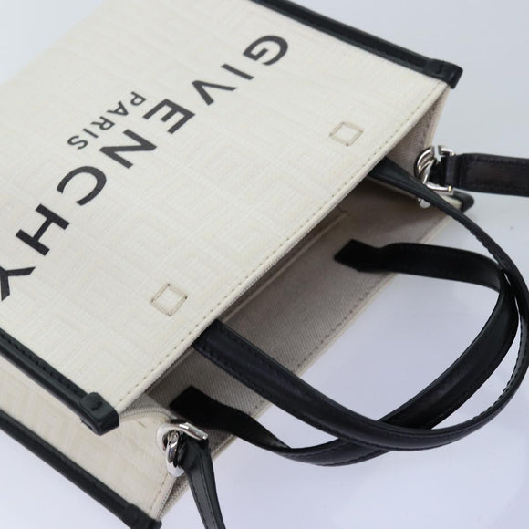 GIVENCHY Hand Bag Canvas 2way White Auth 73396V