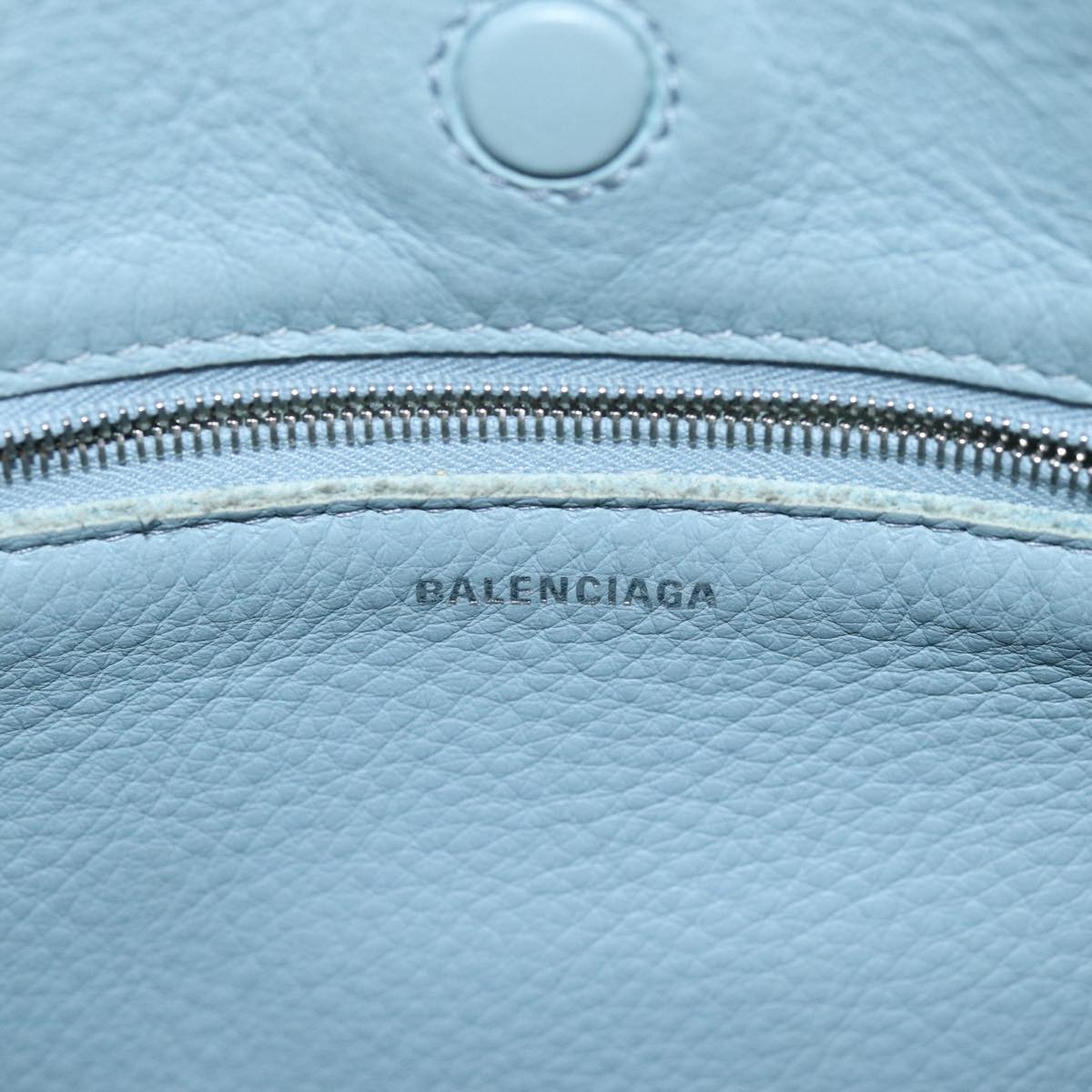 BALENCIAGA Paper A6 Hand Bag Leather 2way Light Blue 370926 Auth 73398