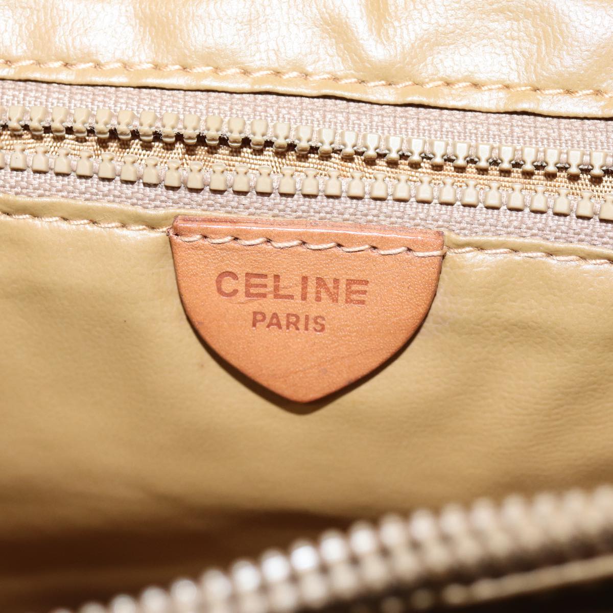 CELINE Macadam Canvas Shoulder Bag Beige Auth 73415