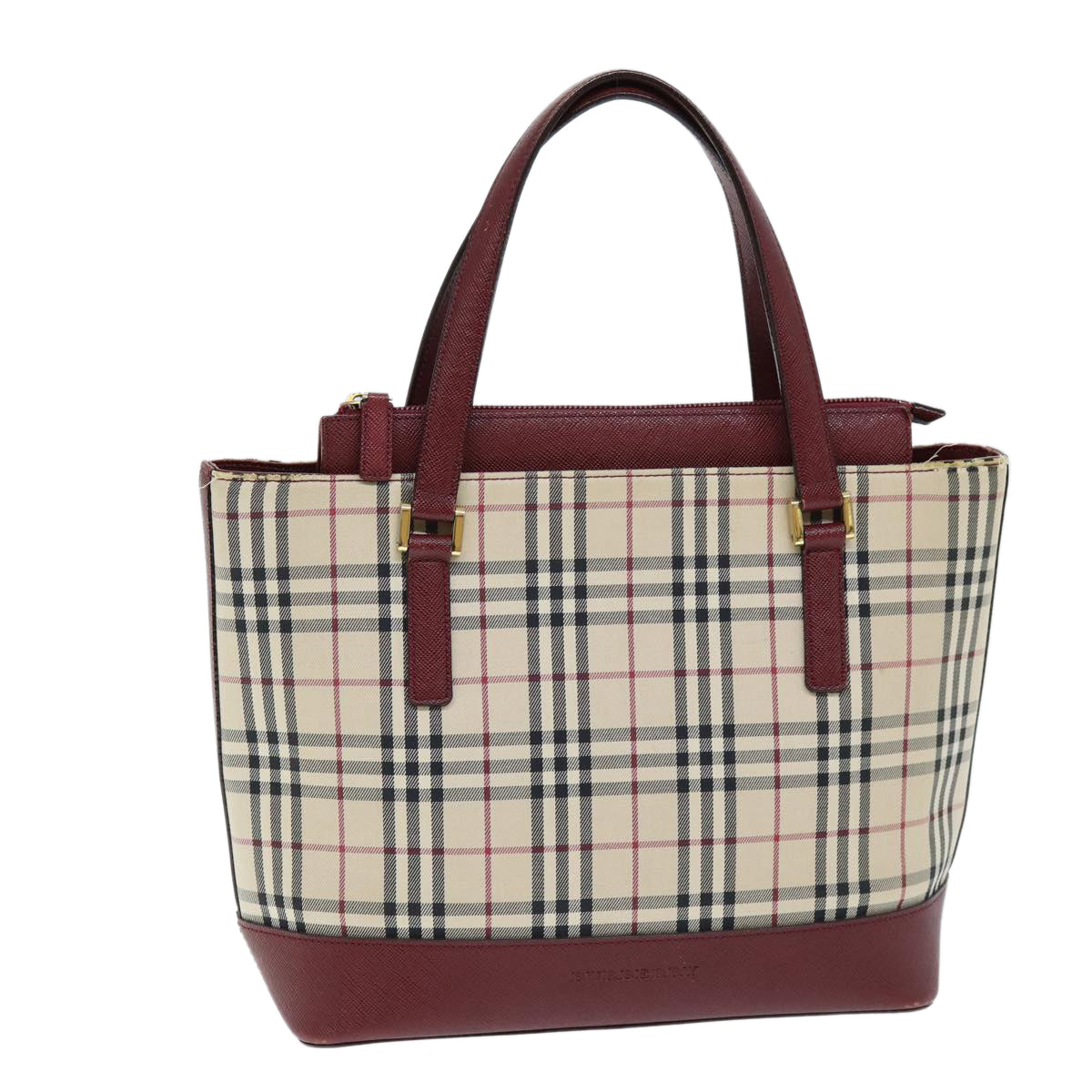 BURBERRY Nova Check Hand Bag Canvas Beige Auth 73429