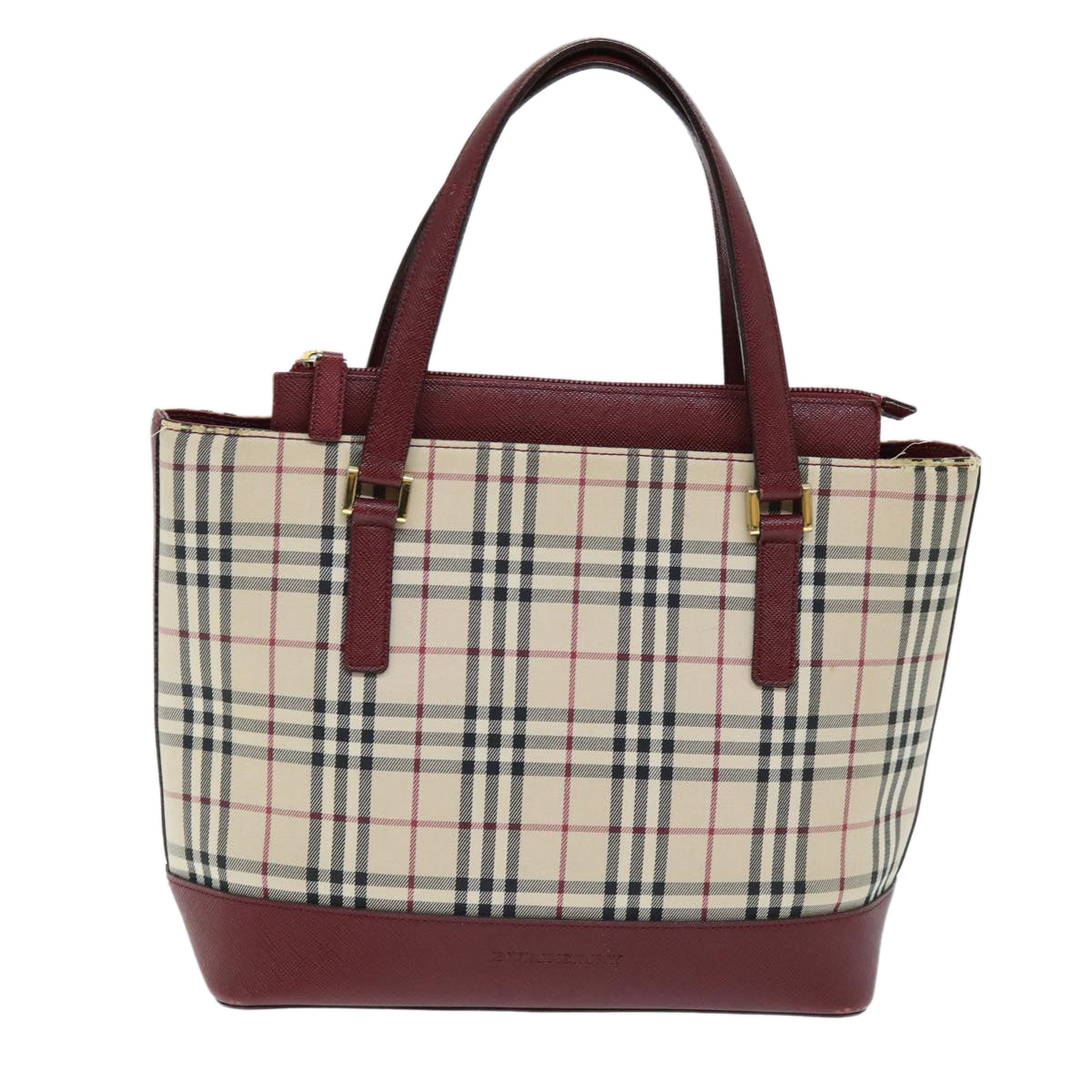 BURBERRY Nova Check Hand Bag Canvas Beige Auth 73429