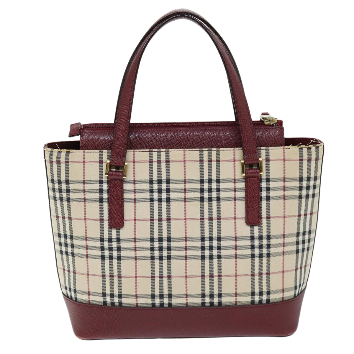 BURBERRY Nova Check Hand Bag Canvas Beige Auth 73429