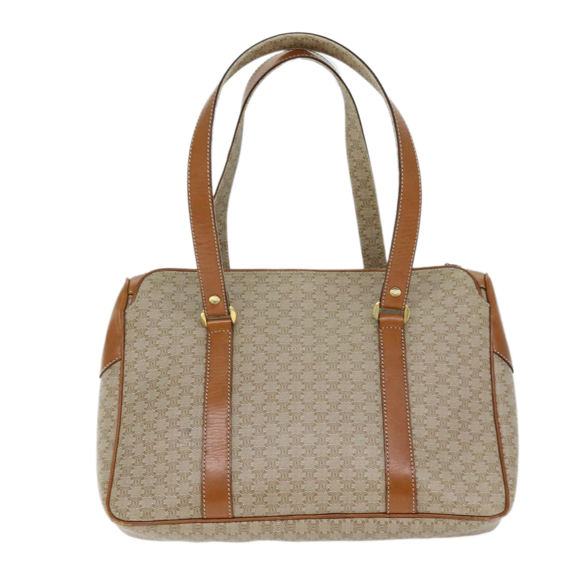 CELINE Macadam Canvas Tote Bag Beige Auth 73431