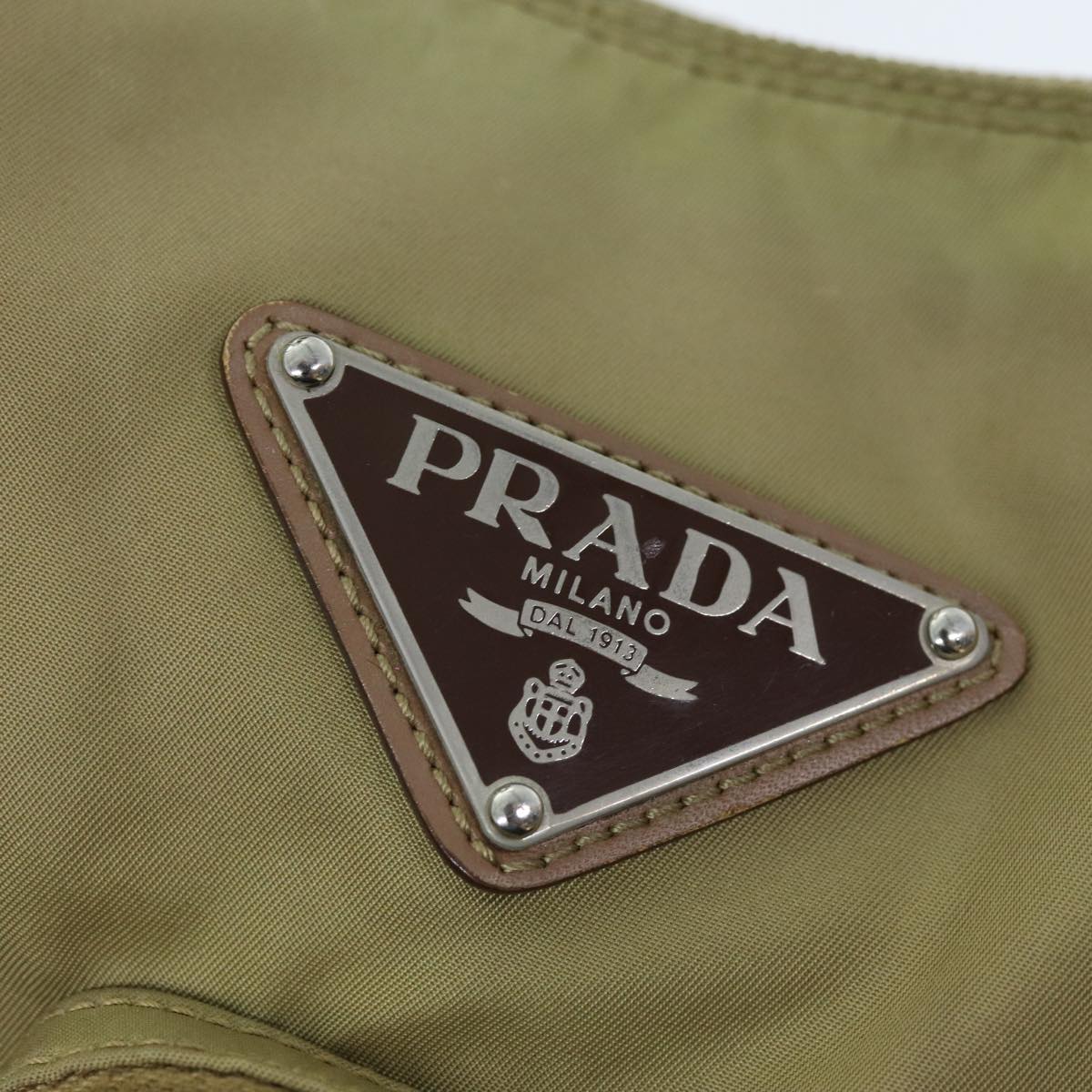 PRADA Shoulder Bag Nylon Beige Auth 73449