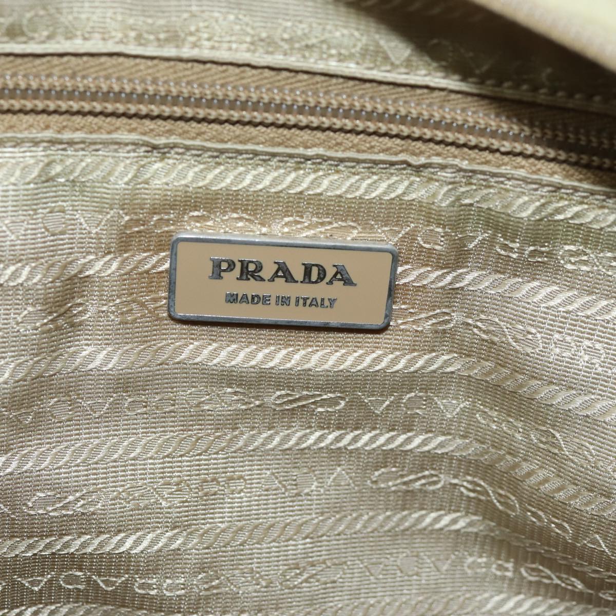 PRADA Shoulder Bag Nylon Beige Auth 73449