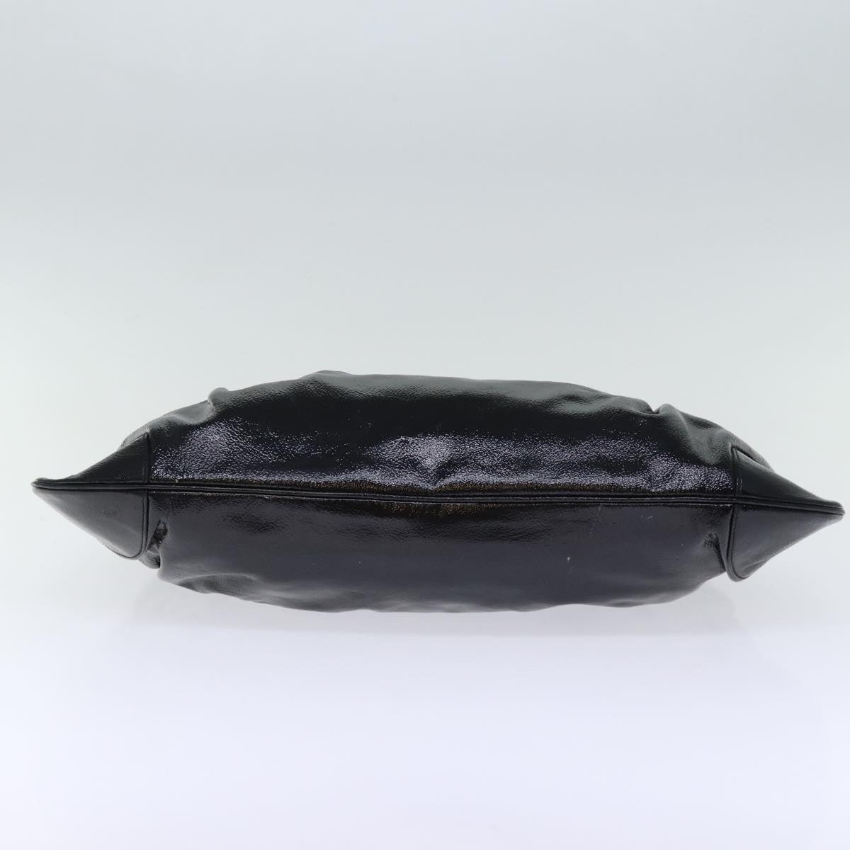 Salvatore Ferragamo Gancini Shoulder Bag patent Black Auth 73450