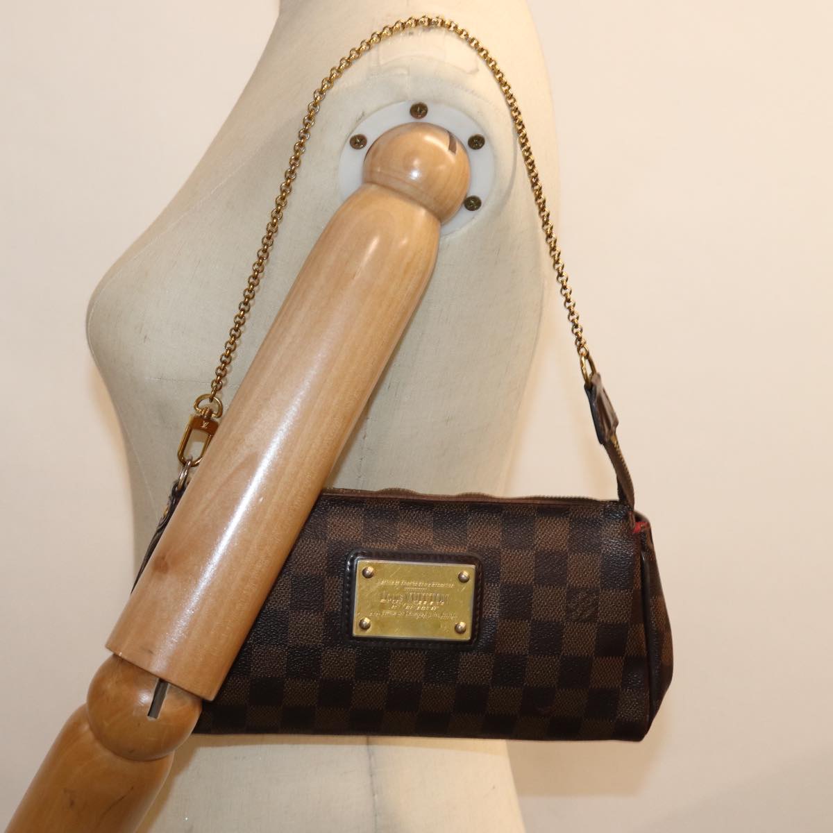 LOUIS VUITTON Damier Ebene Eva Shoulder Bag 2way N55213 LV Auth 73490