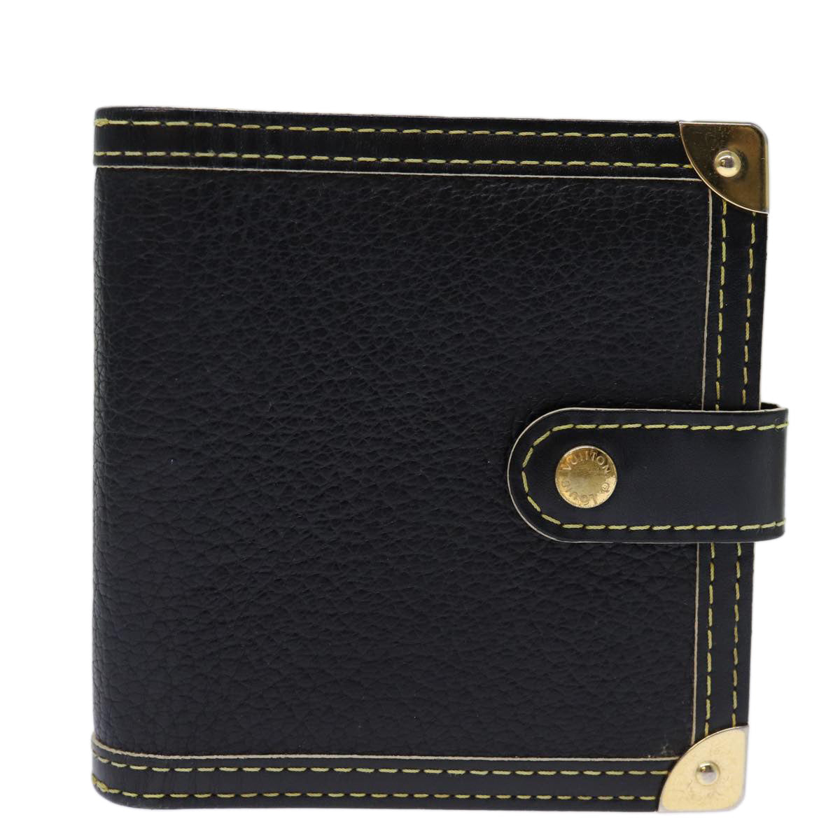 LOUIS VUITTON Suhari Compact Zip Wallet Leather Blue M91829 LV Auth 73514