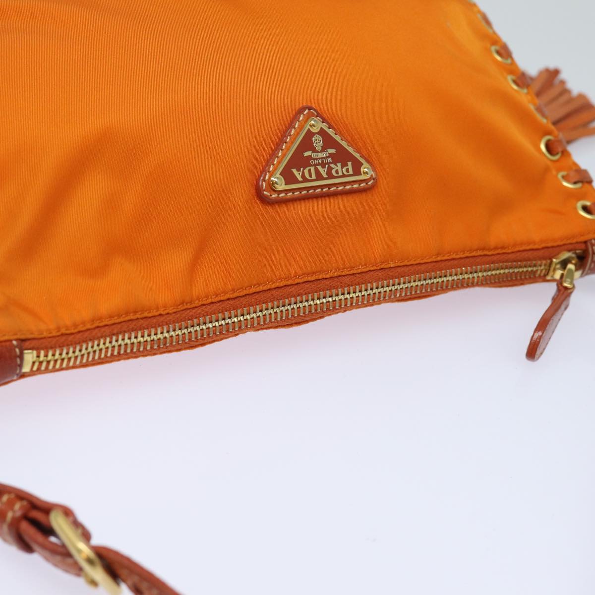 PRADA Accessory Pouch Nylon Orange Auth 73580