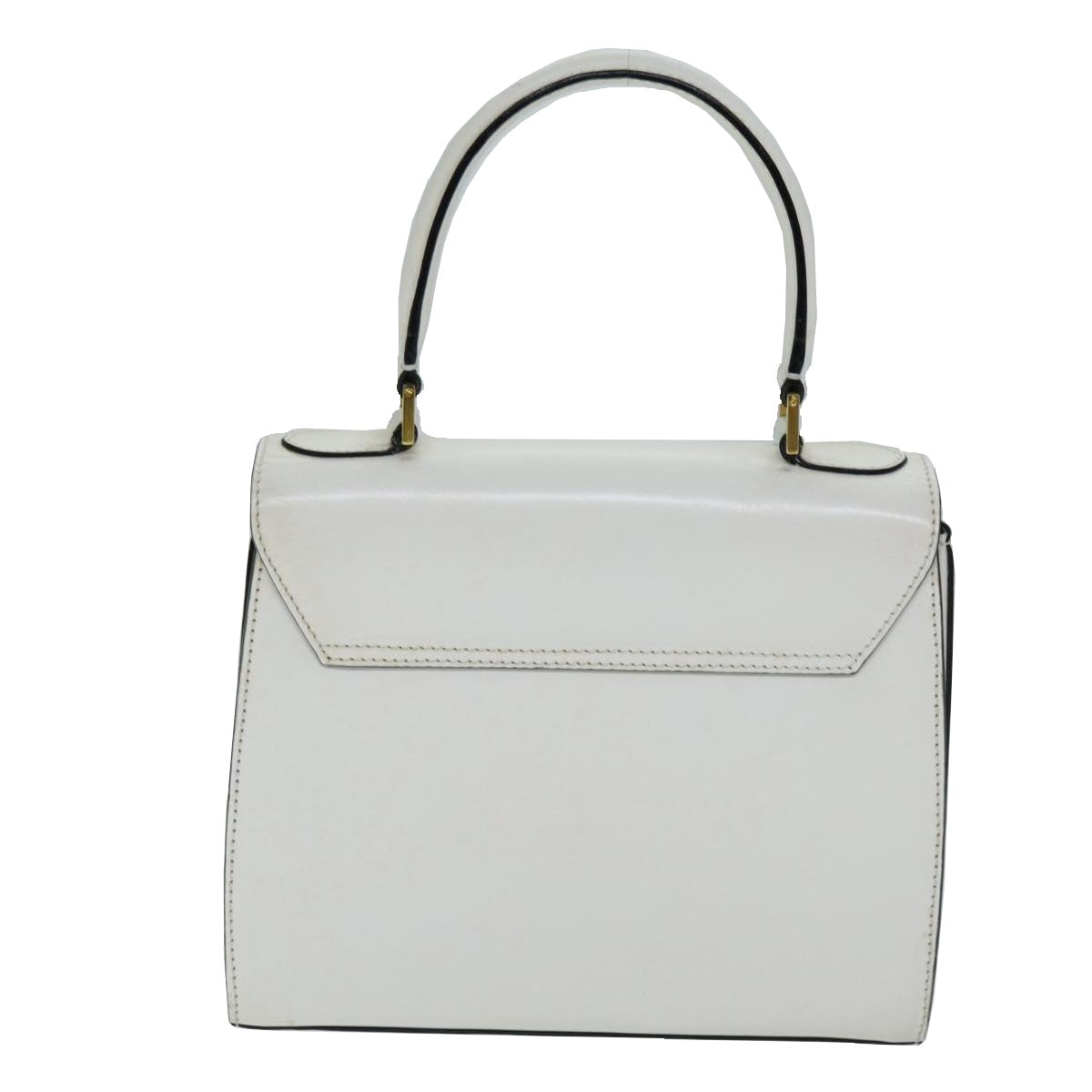 CELINE Hand Bag Leather 2way White Auth 73590 - 0