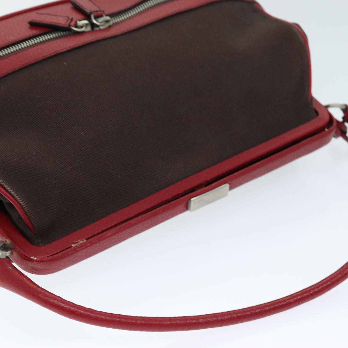 PRADA Shoulder Bag Canvas Brown Auth 73593