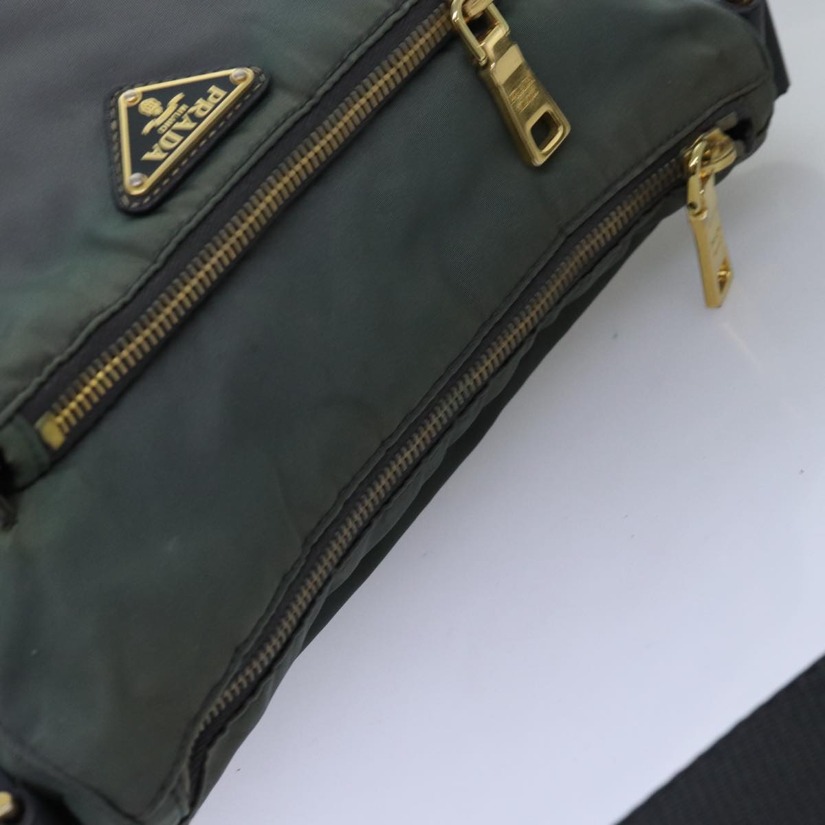 PRADA Shoulder Bag Nylon Khaki Auth 73601
