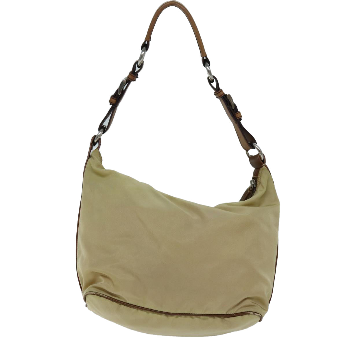 PRADA Shoulder Bag Nylon Beige Auth 73602 - 0