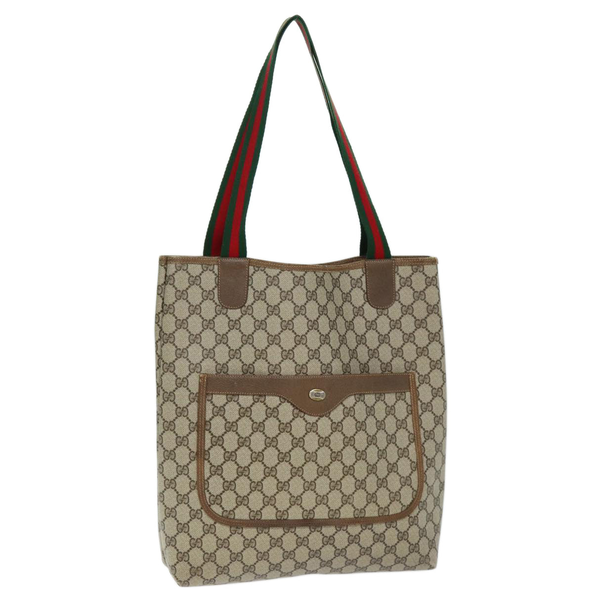 GUCCI GG Supreme Web Sherry Line Tote Bag Beige Red Green 39 02 003 Auth 73610