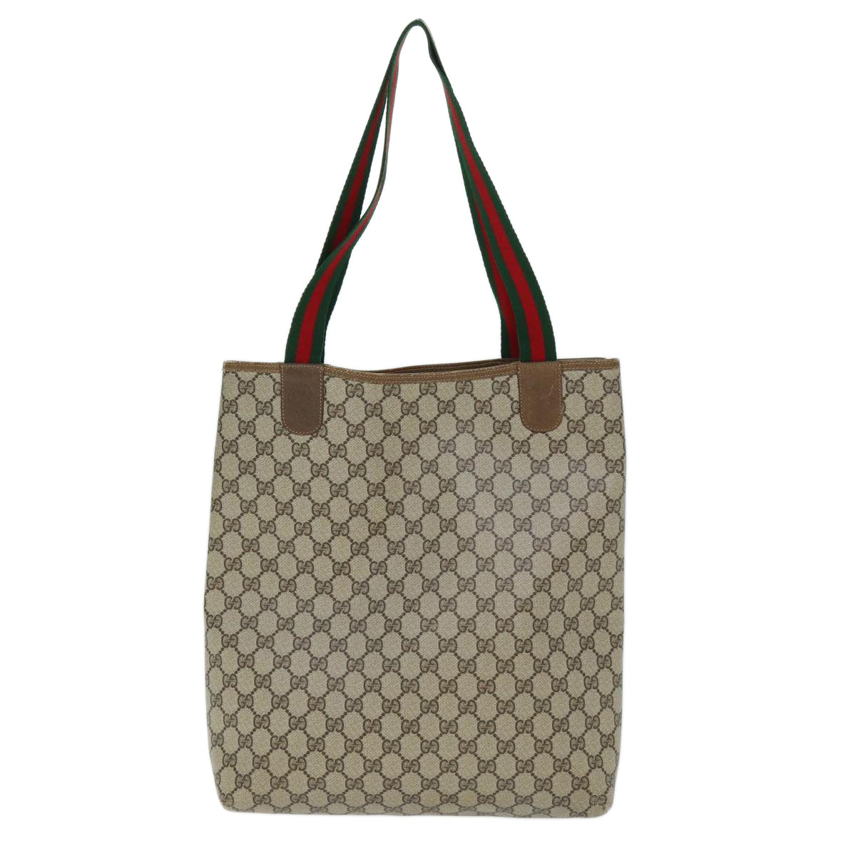 GUCCI GG Supreme Web Sherry Line Tote Bag Beige Red Green 39 02 003 Auth 73610 - 0