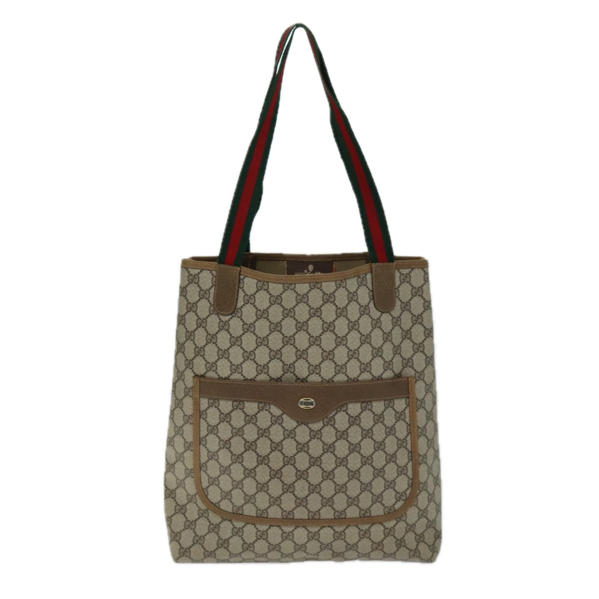 GUCCI GG Supreme Web Sherry Line Tote Bag PVC Beige Red 40 02 003 Auth 73612