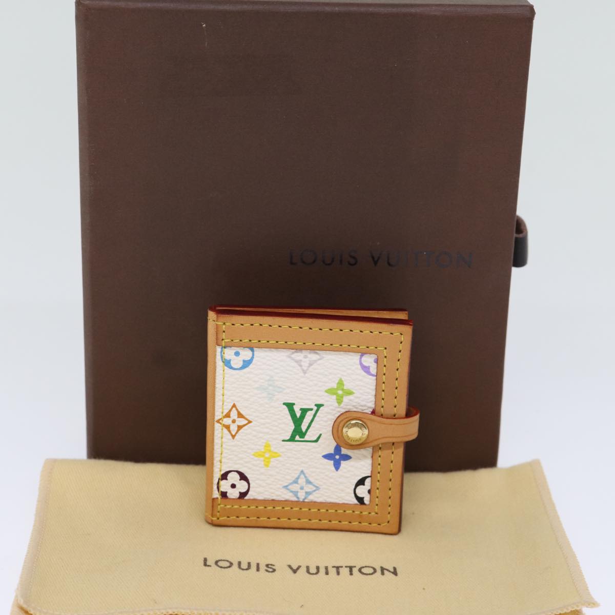 LOUIS VUITTON Monogram Multicolor Porte Photo 2 Frame White M58003 LV Auth 73621