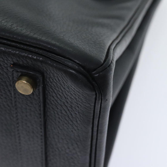 HERMES Birkin 35 Hand Bag Leather Black Gold Auth 73622
