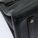 HERMES Birkin 35 Hand Bag Leather Black Gold Auth 73622-11
