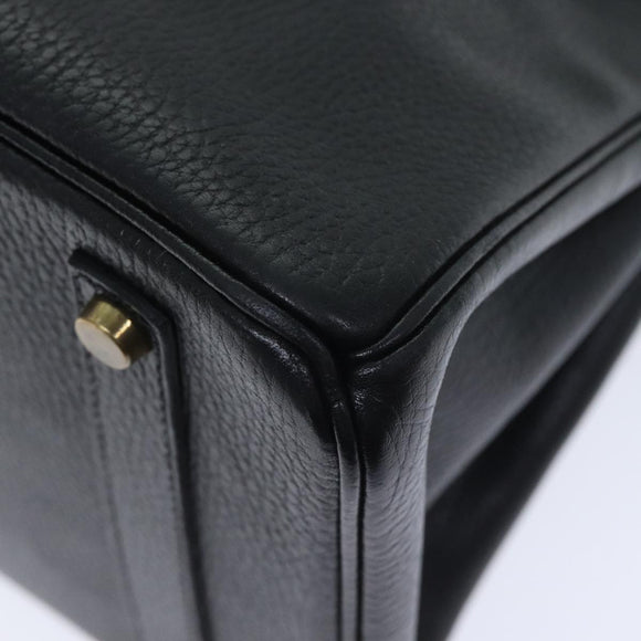 HERMES Birkin 35 Hand Bag Leather Black Gold Auth 73622